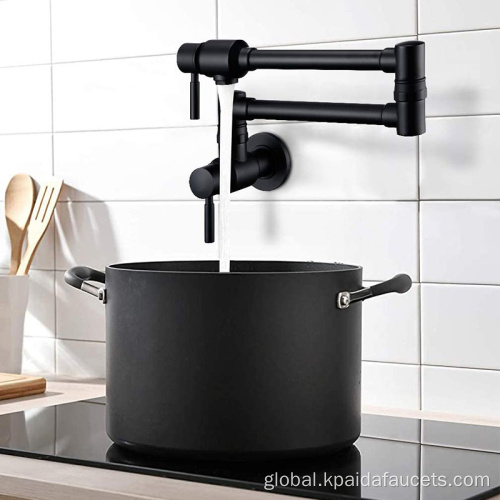 Pot filler Wall Mounted Pot Filler Faucet Folding Kitchen Faucet Tap With Two Handle Matte Black Manufactory